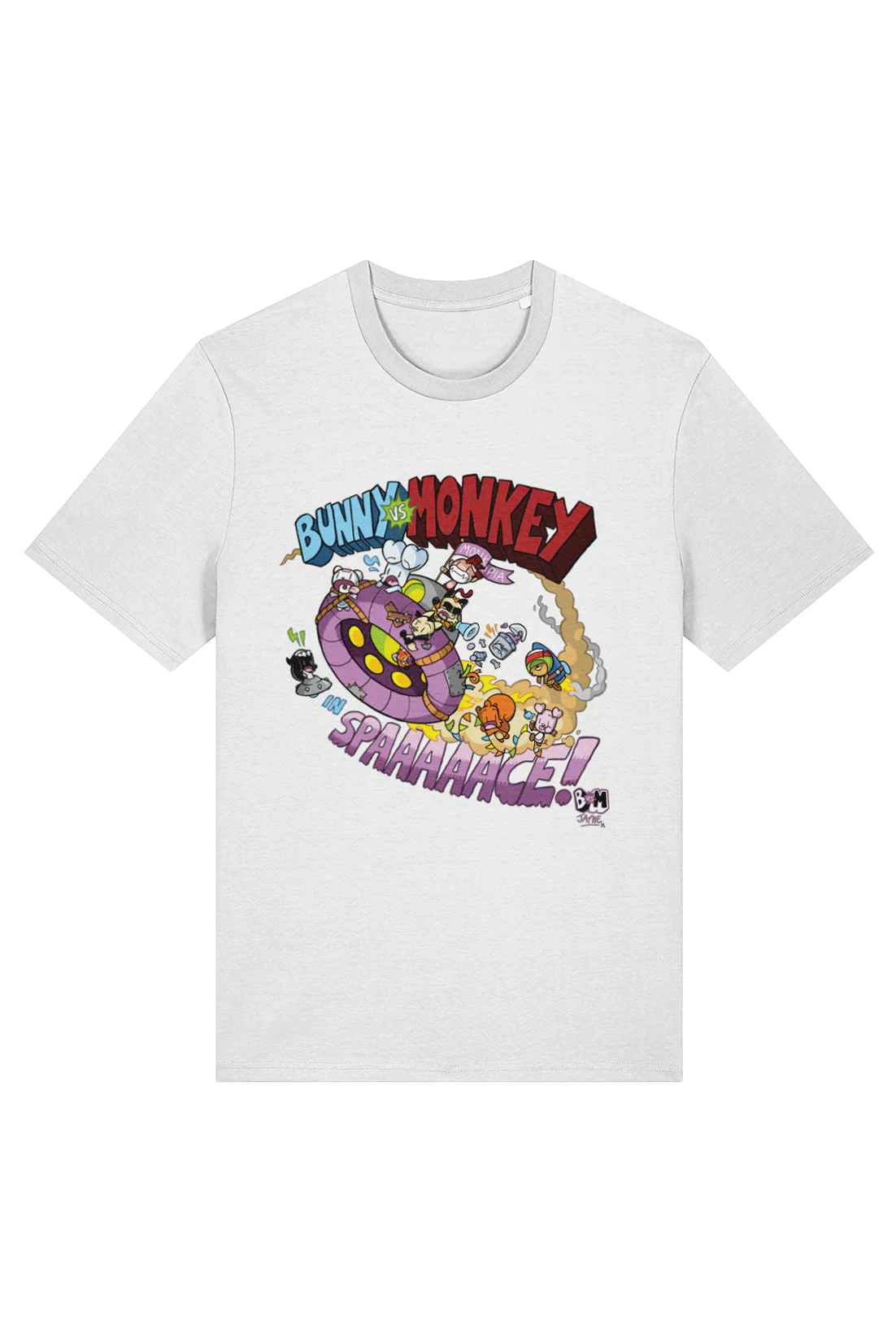 Bunny vs Monkey In Space adult t-shirt