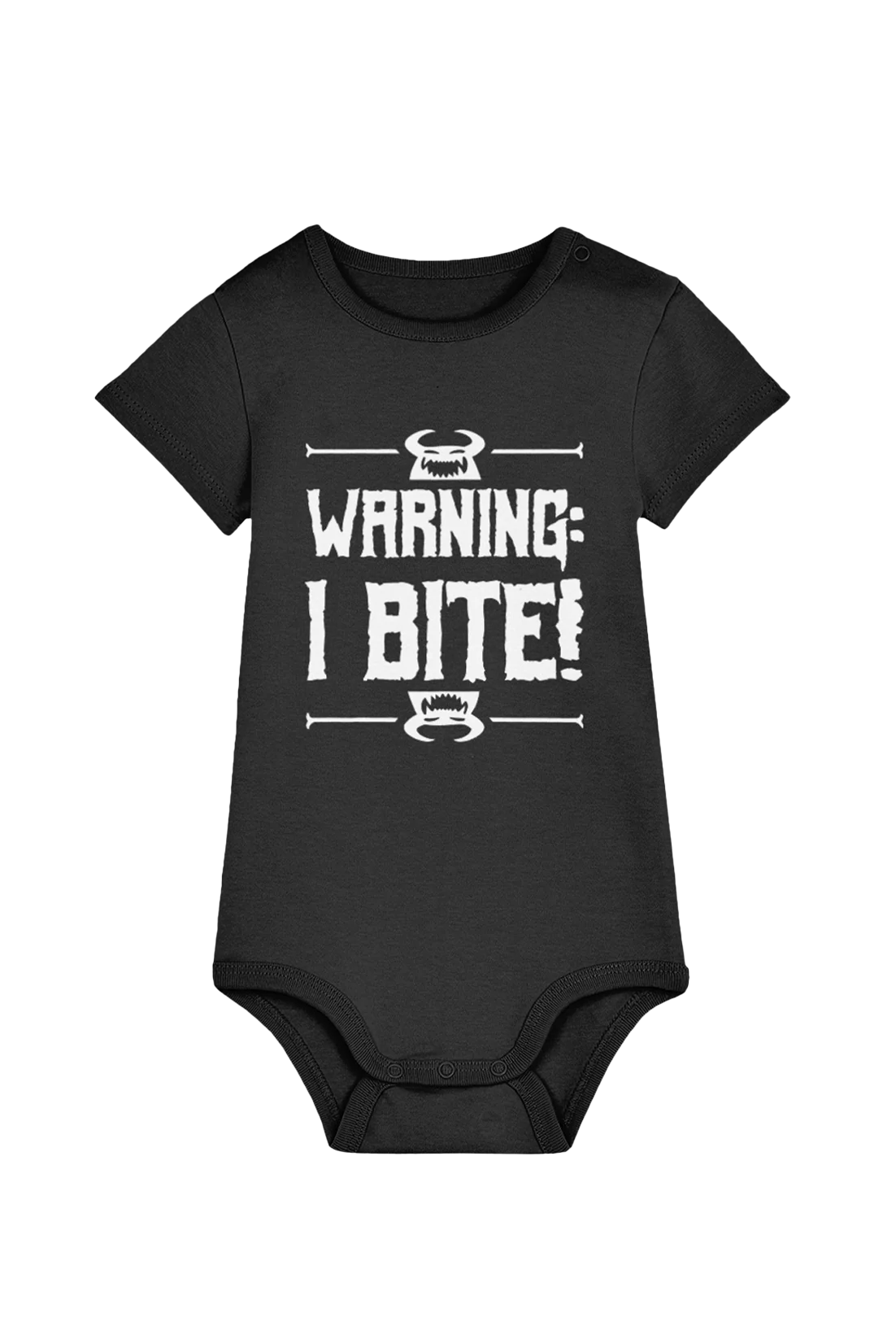 Know Your Monsters "Warning: I Bite!" baby bodysuit